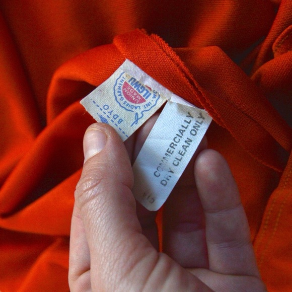 Vintage union made rust Orange Long Sleeve V-Neck Gown for Weddings large - Picture 6 of 14